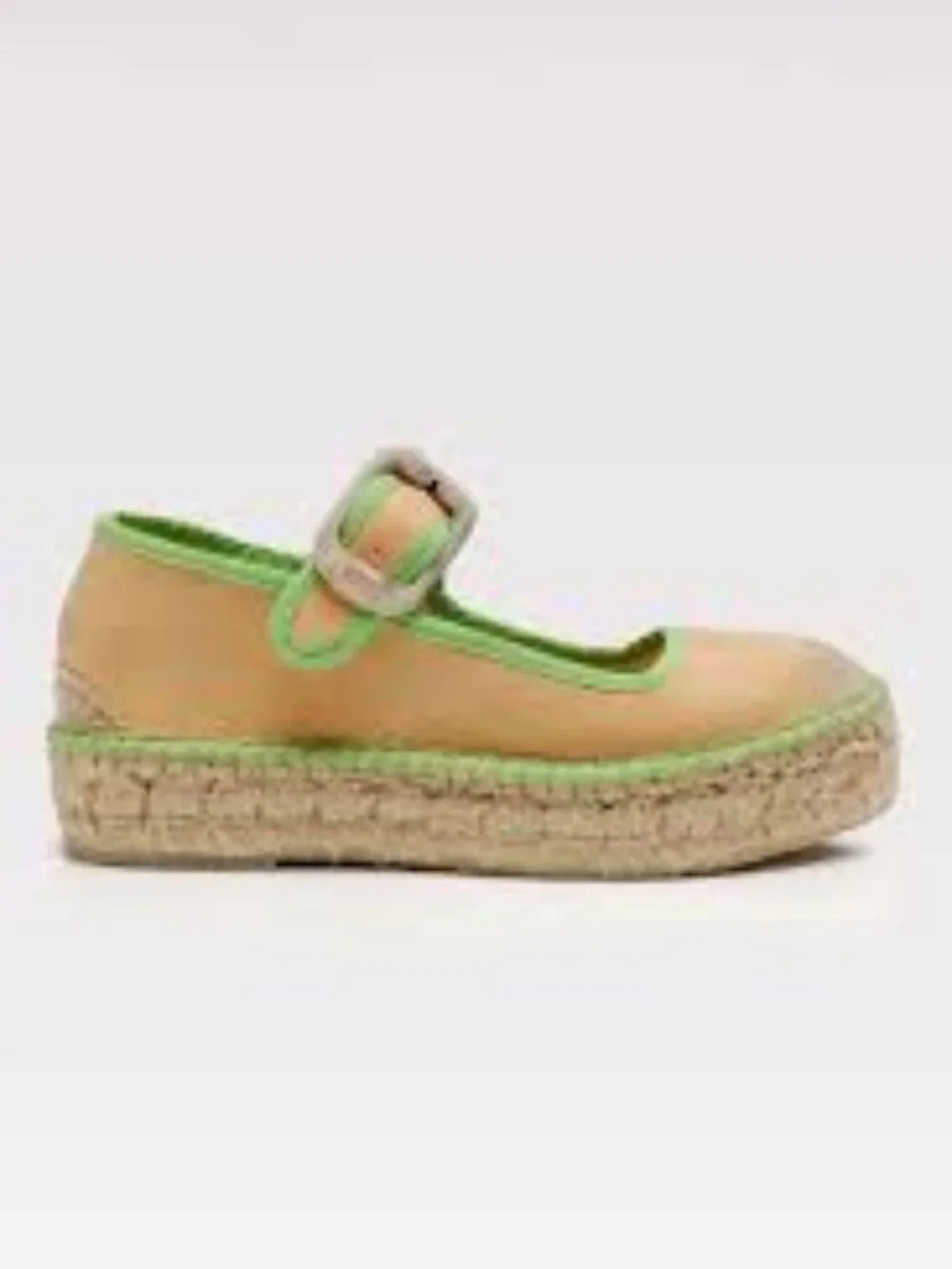 NWOB Free People Surfside Mary Jane Espadrille Flats Tan Beige Lime Size 38